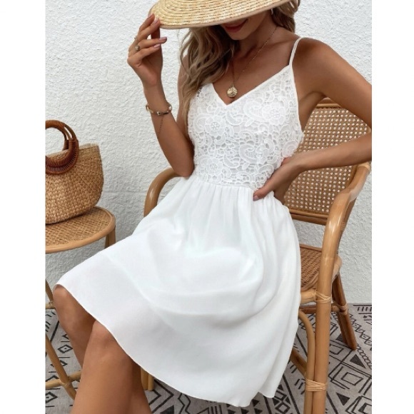 Boho lace shirred back cami dress - Picture 8 of 16